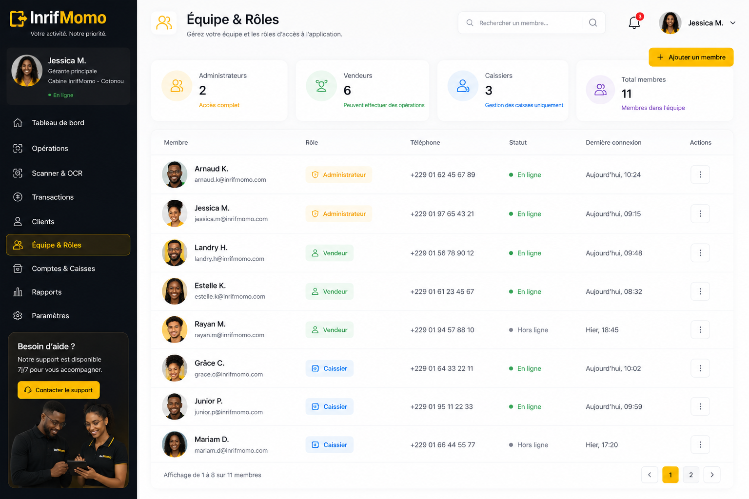 Équipe agents et administrateurs InrifMomo